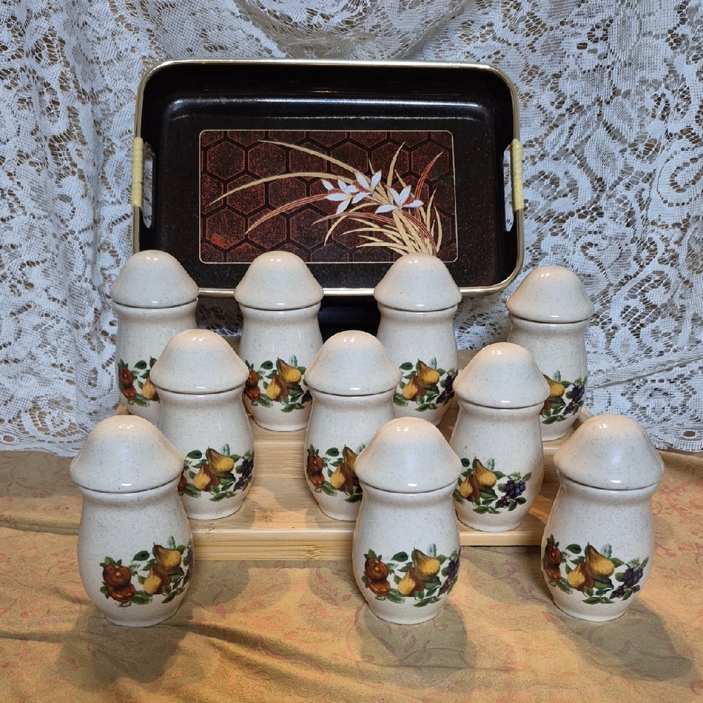 Sakura Spice Jar Set of 10•Jar & Lid in the Sonoma Pattern.